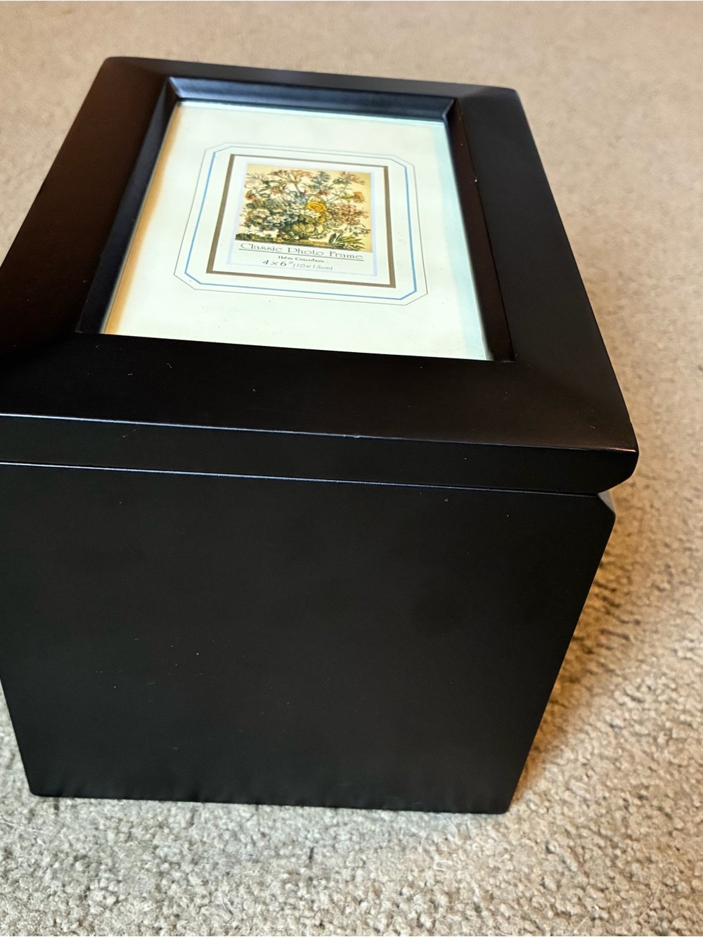 Wood Photo Storage Box w/ Picture Frame Lid 4x6 Organizer Memory Keepsake Case - Picture 12 of 12
